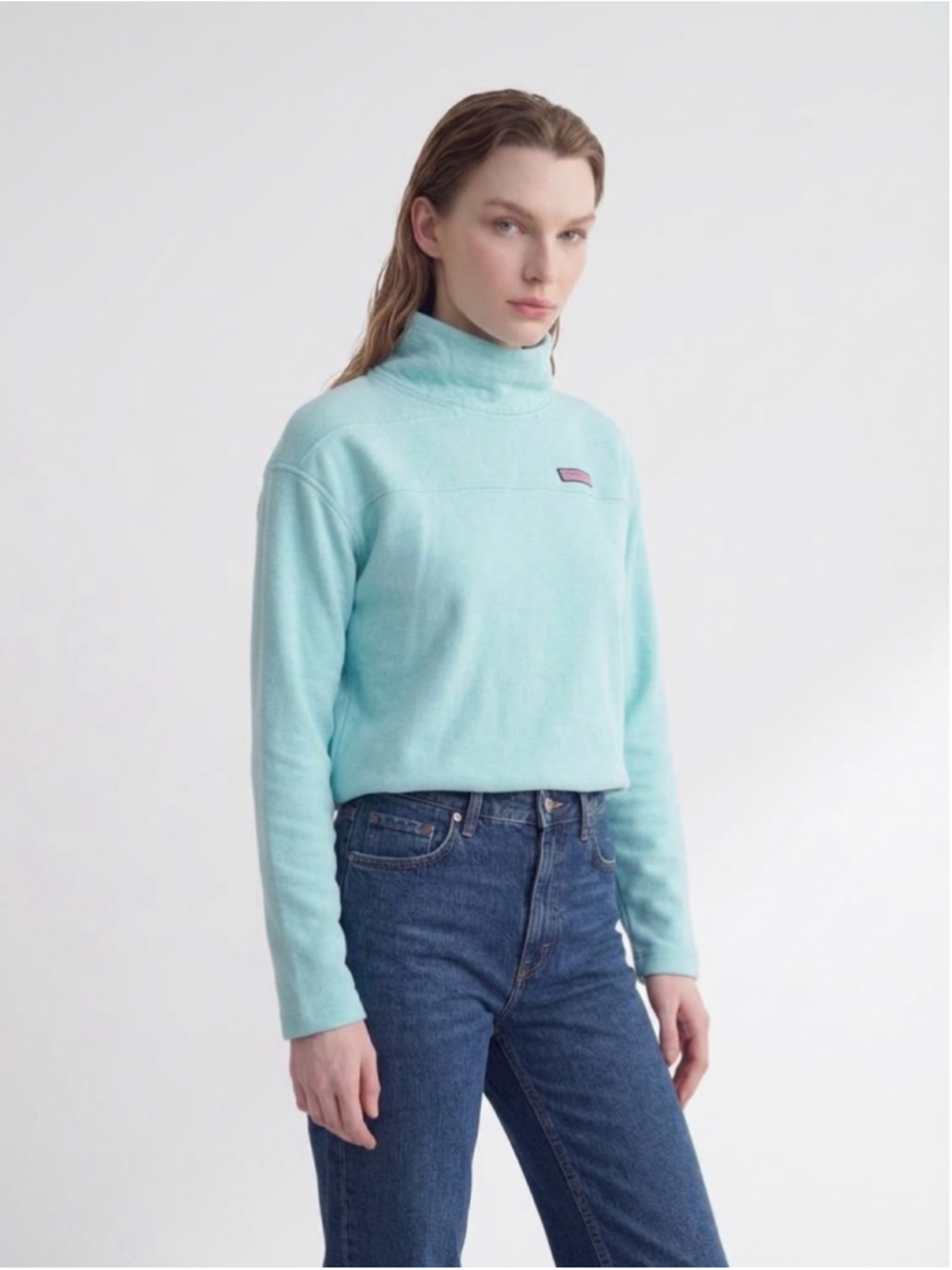 Vineyard Vines Dreamcloth Funnel Neck Pullover Aqua Blue XS